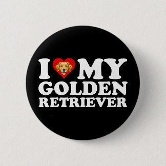 Macaron Rond 5 Cm J'aime (Cœur) Mon Golden Retriever