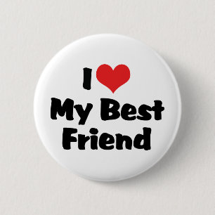 Macaron Rond 5 Cm J'aime cœur mon meilleur ami - BFF