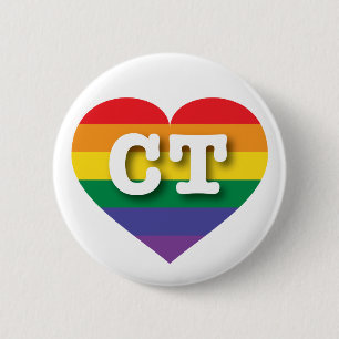 Macaron Rond 5 Cm J'aime Connecticut Gay pride Rainbow Heart