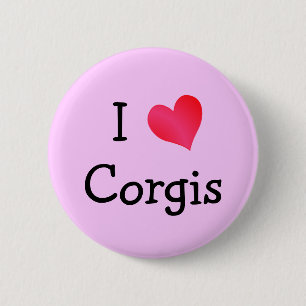 Macaron Rond 5 Cm J'aime Corgis