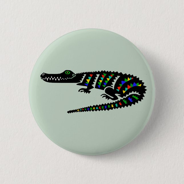 Macaron Rond 5 Cm J'aime CROCODILES - Reptile - Faune - Nature (Devant)