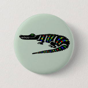 Macaron Rond 5 Cm J'aime CROCODILES - Reptile - Faune - Nature