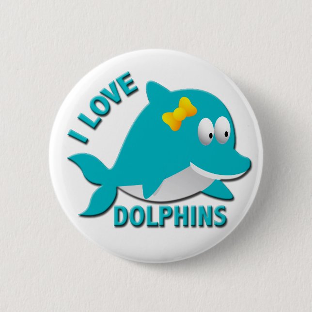 MACARON ROND 5 CM J'AIME DES DAUPHINS (Devant)