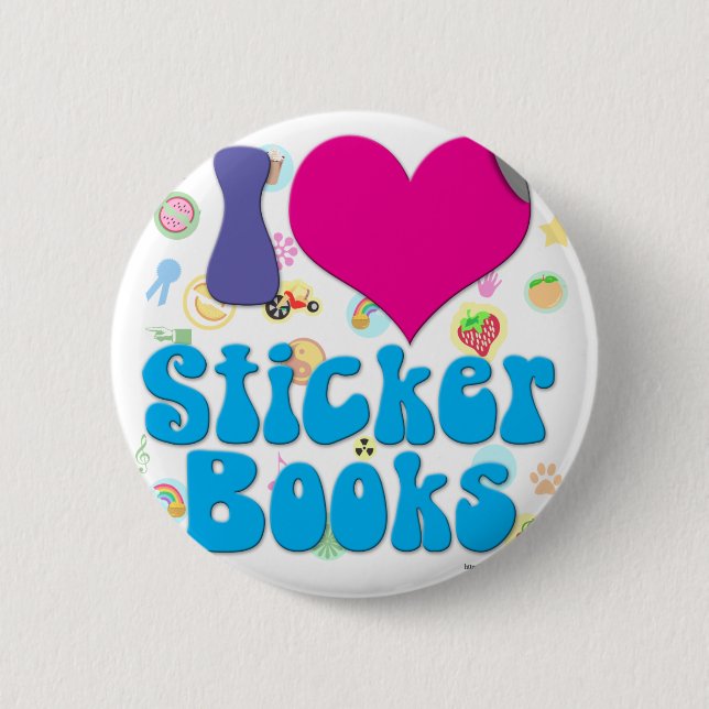 Macaron Rond 5 Cm J'aime des livres d'autocollant ! (Devant)