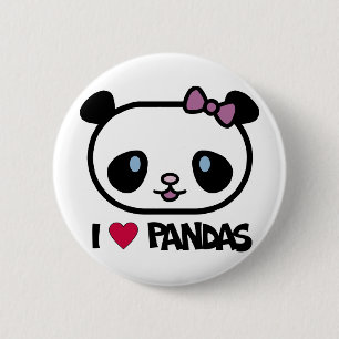 Macaron Rond 5 Cm J'aime des pandas