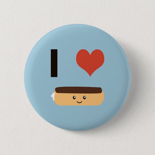 Macaron Rond 5 Cm J'aime Eclair (Devant)