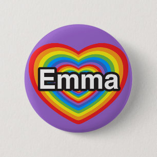 Macaron Rond 5 Cm J'aime Emma. Je t'aime Emma. Cœur
