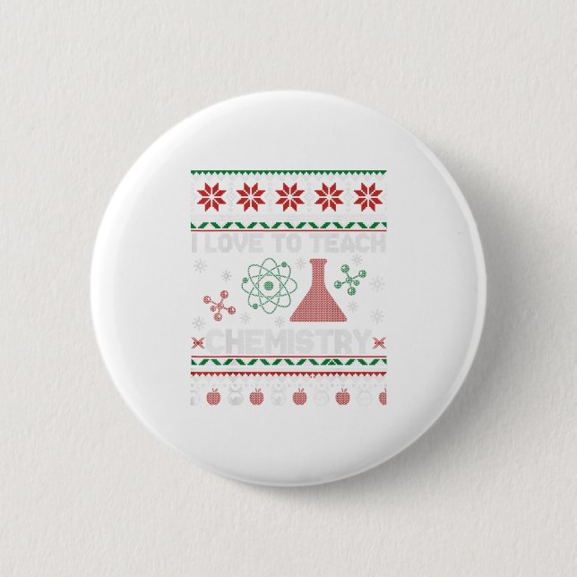 Macaron Rond 5 Cm J'Aime Enseigner La Chimie Cadeau De Noël (Devant)