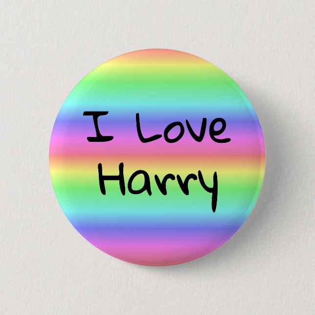 Macaron Rond 5 Cm J'aime Harry Rainbow Pride bouton (Devant)
