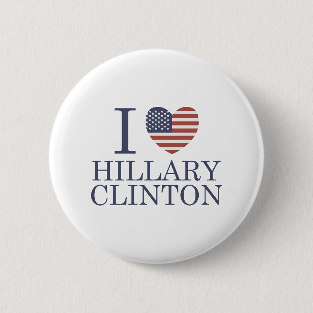 Macaron Rond 5 Cm J'aime Hillary Clinton (Devant)