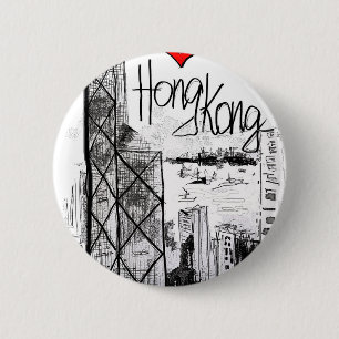 Macaron Rond 5 Cm J'aime Hong Kong