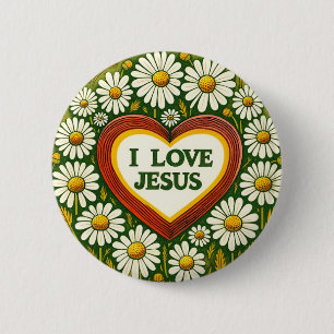 Macaron Rond 5 Cm J'aime Jésus et Jésus t'aime