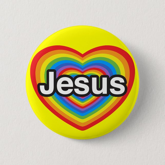 Macaron Rond 5 Cm J'aime Jésus. Je t'aime Jésus. Cœur (Devant)