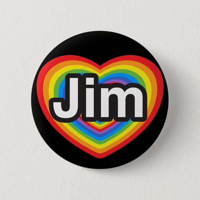 Macaron Rond 5 Cm J'aime JIM. Je t'aime JIM. Coeur (Devant)