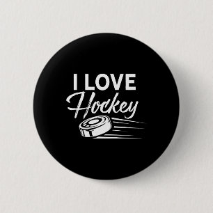 Macaron Rond 5 Cm J'aime joueur de hockey équipe de jeu gardien de b