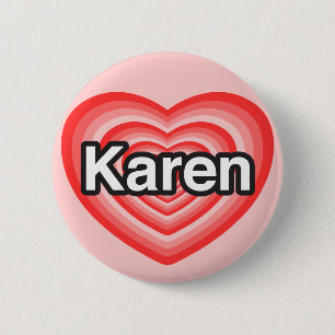 Macaron Rond 5 Cm J'aime Karen. Je t'aime Karen. Coeur