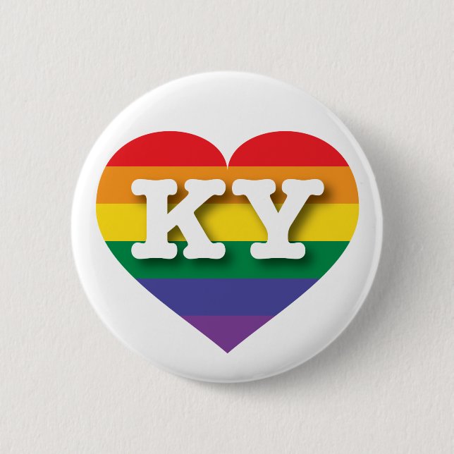 Macaron Rond 5 Cm J'aime Kentucky Gay pride Rainbow Heart (Devant)
