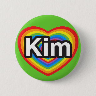 Macaron Rond 5 Cm J'aime Kim. Je t'aime Kim. Cœur