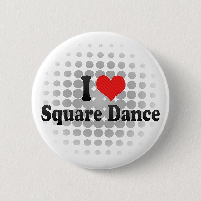 Macaron Rond 5 Cm J'aime la danse carrée (Devant)