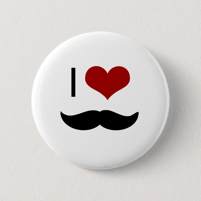 Macaron Rond 5 Cm J'aime la moustache (Devant)