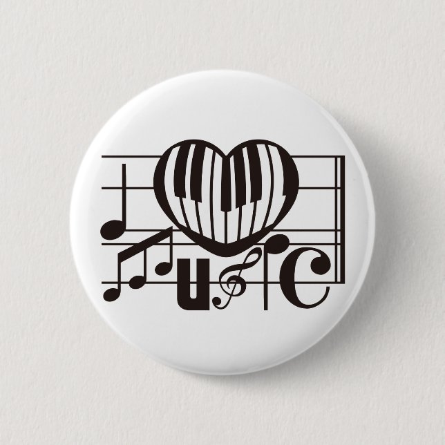 MACARON ROND 5 CM J'AIME LA MUSIQUE (Devant)