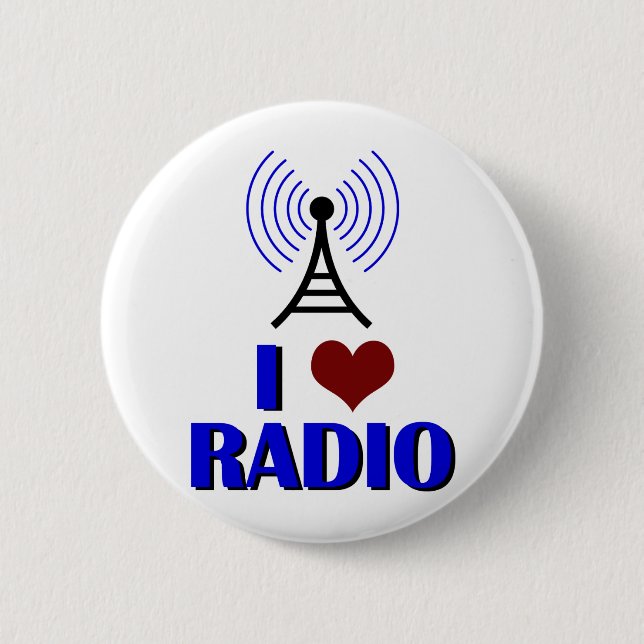 Macaron Rond 5 Cm J'aime la radio (Devant)