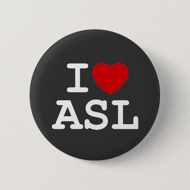 Macaron Rond 5 Cm J'aime l'ASL (Devant)