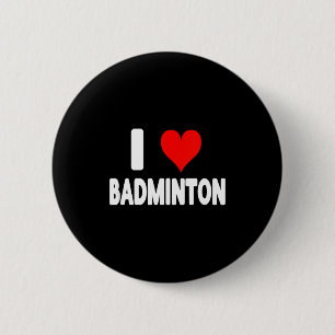 Macaron Rond 5 Cm J'aime le badminton - Cœur Mignon Drôle Sports
