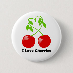 Macaron Rond 5 Cm J'aime le bouton de cerises
