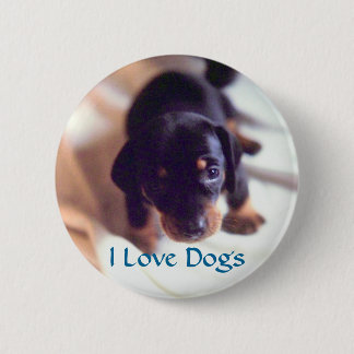 Macaron Rond 5 Cm J'aime le bouton de chiens