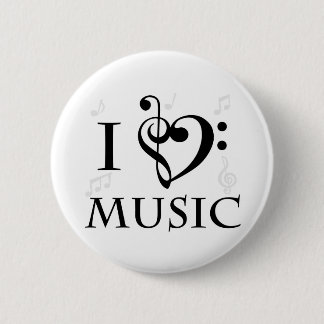 Macaron Rond 5 Cm J'aime le bouton de musique