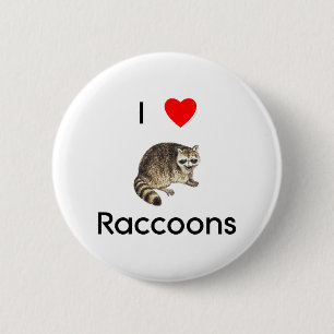 Macaron Rond 5 Cm J'aime le bouton de ratons laveurs
