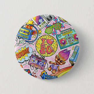Macaron Rond 5 Cm J'aime le bouton des années 80 !