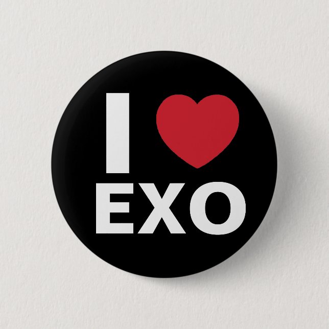 Macaron Rond 5 Cm J'aime le bouton d'Exo (le noir) (Devant)