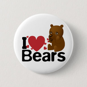Macaron Rond 5 Cm J'aime le bouton d'ours