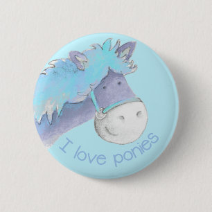 Macaron Rond 5 Cm J'aime le bouton/insigne de poneys