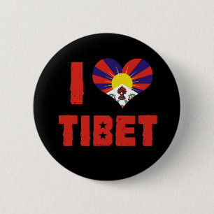 Macaron Rond 5 Cm J'aime le bouton Tibet