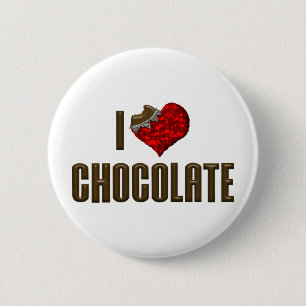 Macaron Rond 5 Cm J'aime le chocolat en forme de cœur - Barre chocol