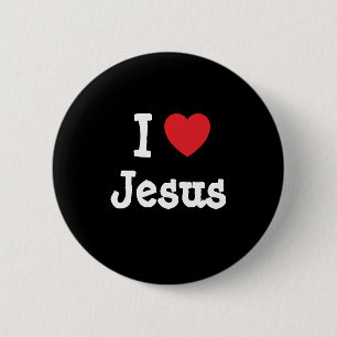 Macaron Rond 5 Cm J'aime le coeur de Jésus personnalisé