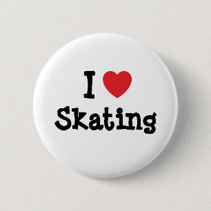Macaron Rond 5 Cm J'aime le coeur de patinage personnalisé