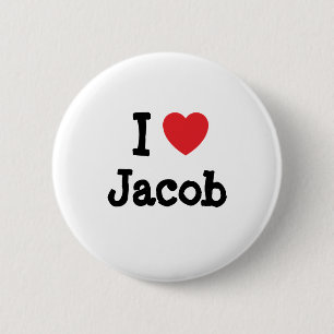 Macaron Rond 5 Cm J'aime le coeur Jacob personnalisé