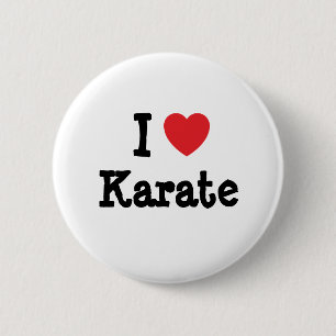 Macaron Rond 5 Cm J'aime le coeur karaté personnalisé