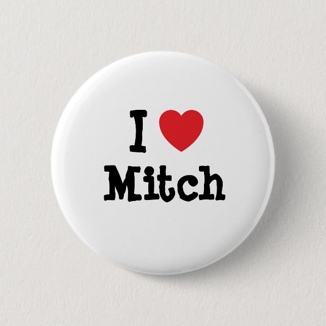 Macaron Rond 5 Cm J'aime le coeur Mitch personnalisé (Devant)