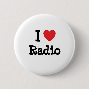 Macaron Rond 5 Cm J'aime le coeur radio personnalisé