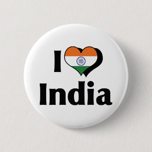 Macaron Rond 5 Cm J'aime le drapeau de l'Inde