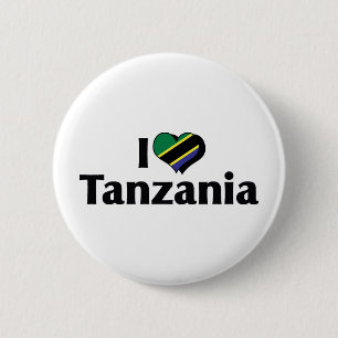 Macaron Rond 5 Cm J'aime le drapeau de Tanzanie