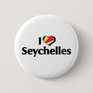 Macaron Rond 5 Cm J'aime le drapeau des Seychelles
