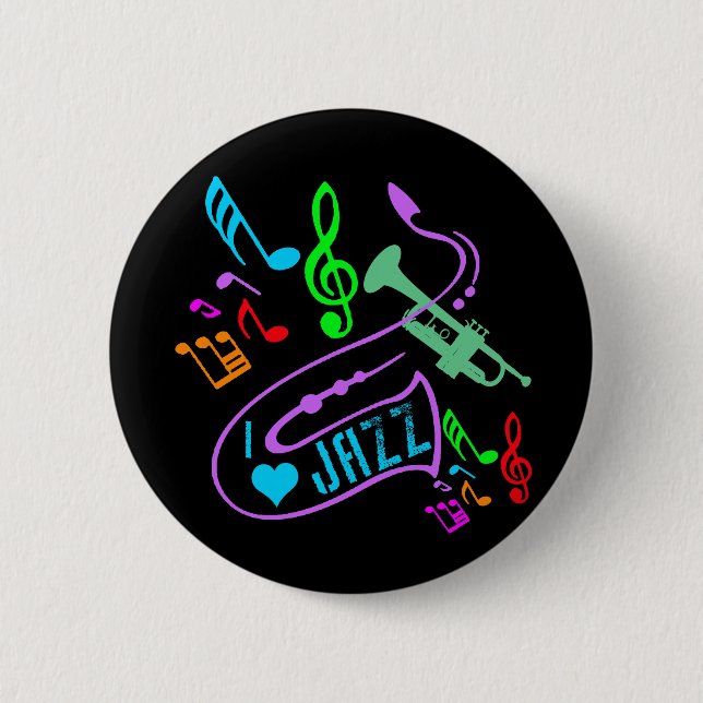 MACARON ROND 5 CM J'AIME LE JAZZ (Devant)