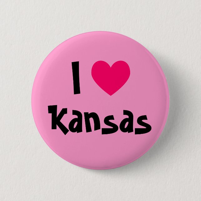 Macaron Rond 5 Cm J'aime le Kansas (Devant)