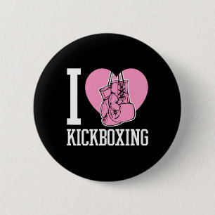 Macaron Rond 5 Cm J'aime le kickboxing cœur drôle mignon boxe arts m